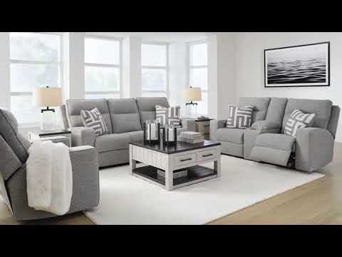 Biscoe Pewter Power Reclining Console Loveseat From Ashley