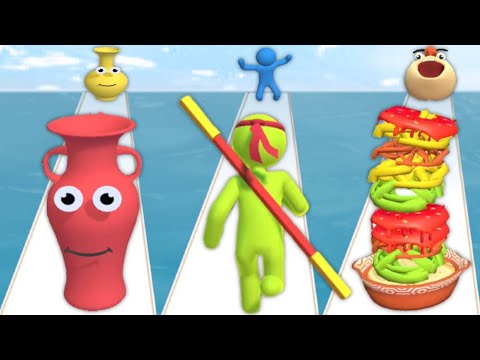 Juice Run vs Giant Rush vs Noodle Run - Triple Stickman Food Gameplay Android, IOS