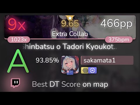 [9.65⭐Live] sakamata1 | ICDD - Shinbatsu o Tadori...[Extra Collab] +HDDT 93.85% {9❌} - osu!