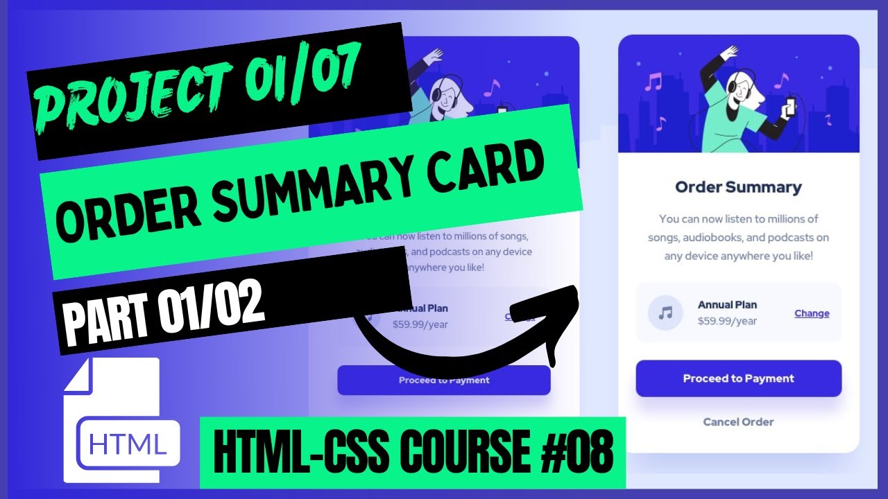 Learn HTML CSS Complete Course - Project 01/07 - Responsive Order Summary Component