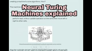 Neural Turing Machines explained