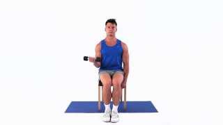 How to do a bicep curl with dumbbell sitting