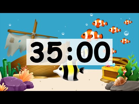 35 Minute Countdown Timer Alarm Clock With Music, Timer for Kids Animal Fish
