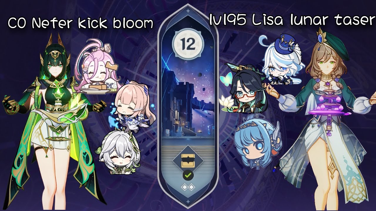 ANOTHER ABYSS WITH LISA! C0 Nefer kick bloom & lvl 95 Lisa lunar taser vs Luna II abyss 12 【原神】