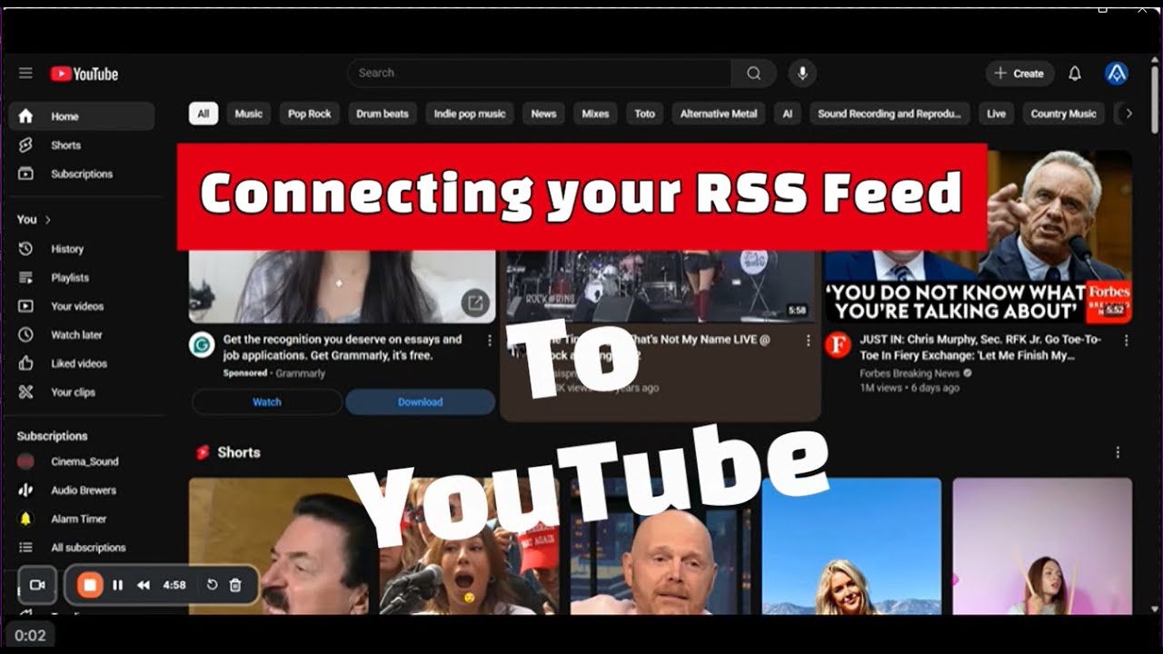 Connect Your RSS Feed To YouTube