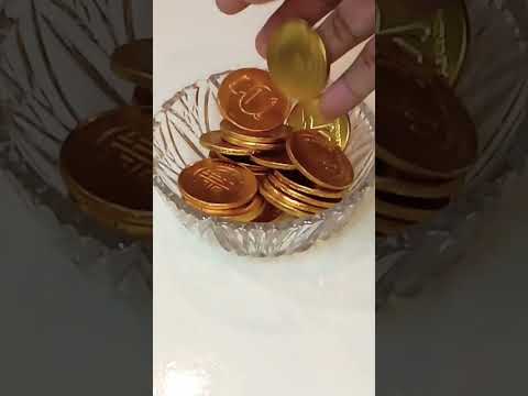 ASMR. Amazing sounds || Chocolate Gold coins #shorts #satisfying #chocolate #coins #viral #trending
