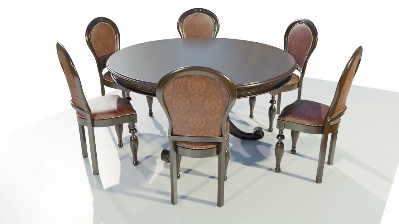 Classic Table with Chairs 3D Model