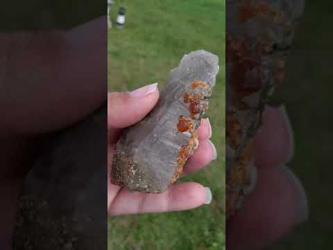 156 G Rare Spessartine Garnets on Smoky Skeletal Quartz Tiny Mica Epidote Feldspar Crystal