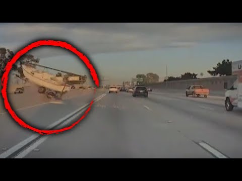 Boat Flies And Crashes On California Freeway