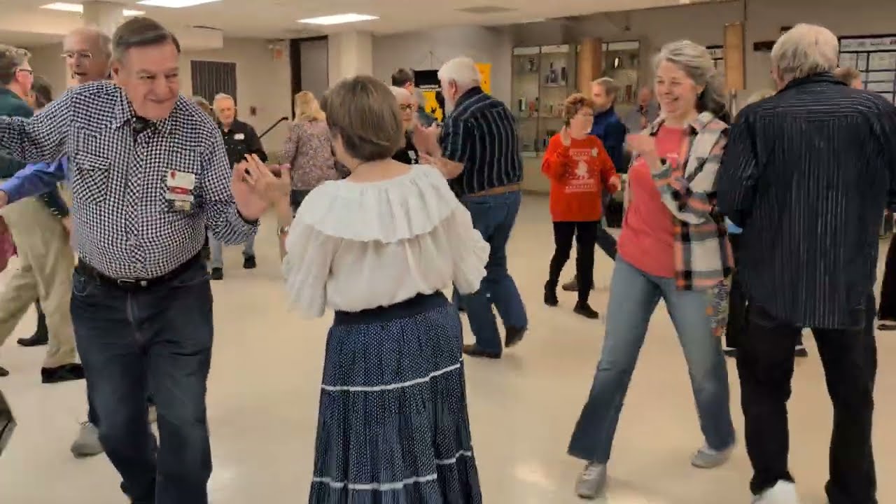 Square dancing with Wayne Primeau calling at the Missouri Promenaders in Overland, MO 1/17/25.