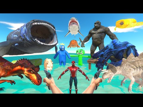 FPS Avatar Rescue Spiderman and Fights Bloop,King Kong,Dinosaurs - Animal Revolt Battle Simulator