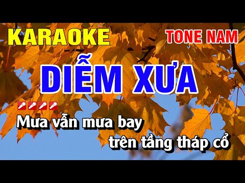 Karaoke Diễm Xưa Tone Nam Nhạc Sống | Nguyễn Linh
