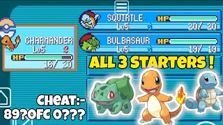 All Three Starters Cheat Code🤫| Pokémon Fire Red