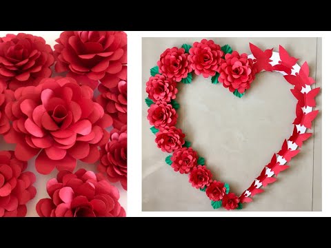 Heart Shape Wall Hanging  | Paper Rose Flower Wall Hanging | Room Decor ideas