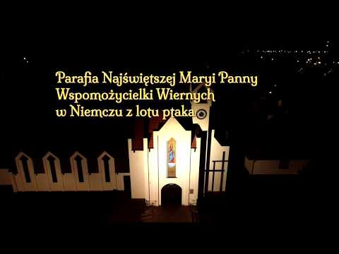 night flight DJI Phantom 4 Pro v2 in Poland near the church 4K