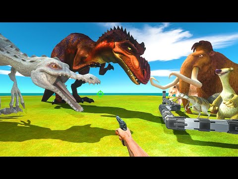 FPS Avatar Rescues Ice Age Team and Fights Momma Dino and Rudy - Animal Revolt Battle Simulator