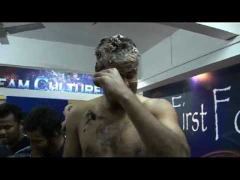 Yusuf Pathan Celebrates His Century With A Cake!.flv