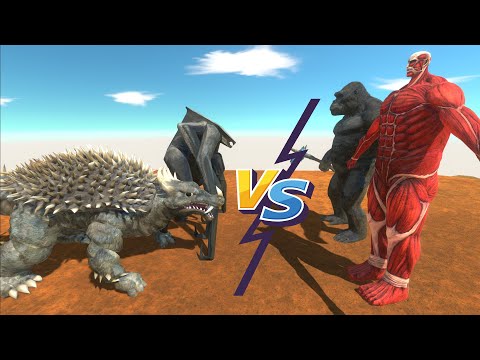 COLOSSAL TITAN & KING KONG VS MUTO FEMALE & ANGUIRUS  -Animal Revolt Battle Simulator