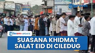 Suasana Salat Eid Jemaah Muhammadiyah di Ciledug, Dijaga TNI-Polri Berbagi Jalan dengan Pengendara