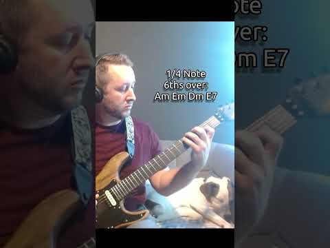 Quarter Note Sixths over Am Em Dm E7  #guitar #newriff #guitarlessons  #guitarist #guitarpractice