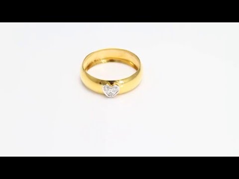 VP Jewels: 18K Solid gold 0.06KTS Genuine Diamond Heart Band Ring - SIZE 7 US