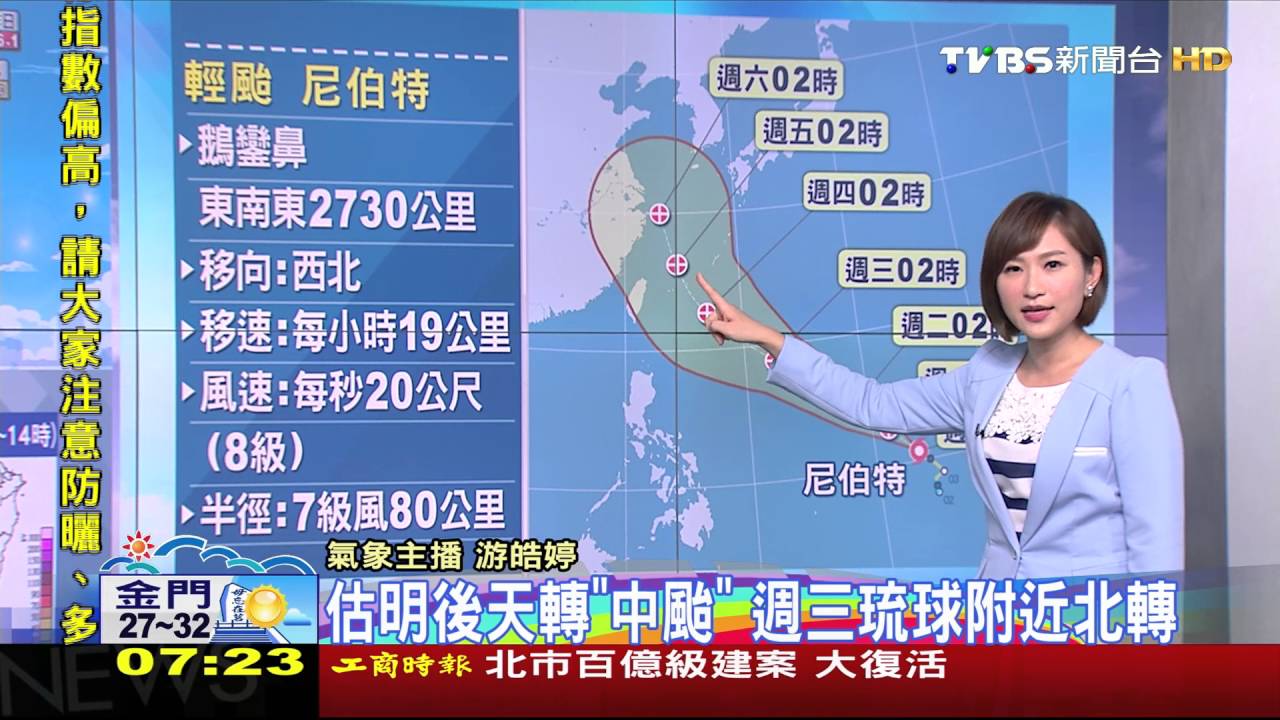 首颱尼伯特 週三夜宜花風雨轉大