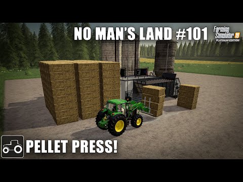Pelletizing Straw Bales, Harvesting & Baling - No Man's Land #101 Farming Simulator 19 Timelapse