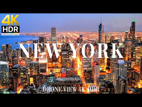 New York 4K drone view 🇺🇸 Flying Over New York | Relaxation film with calming music - 4k HDR