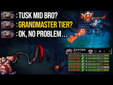 When Grandmaster Tier Tusk Meets LVL 29 Master Tier Pudge Mid | Pudge Official