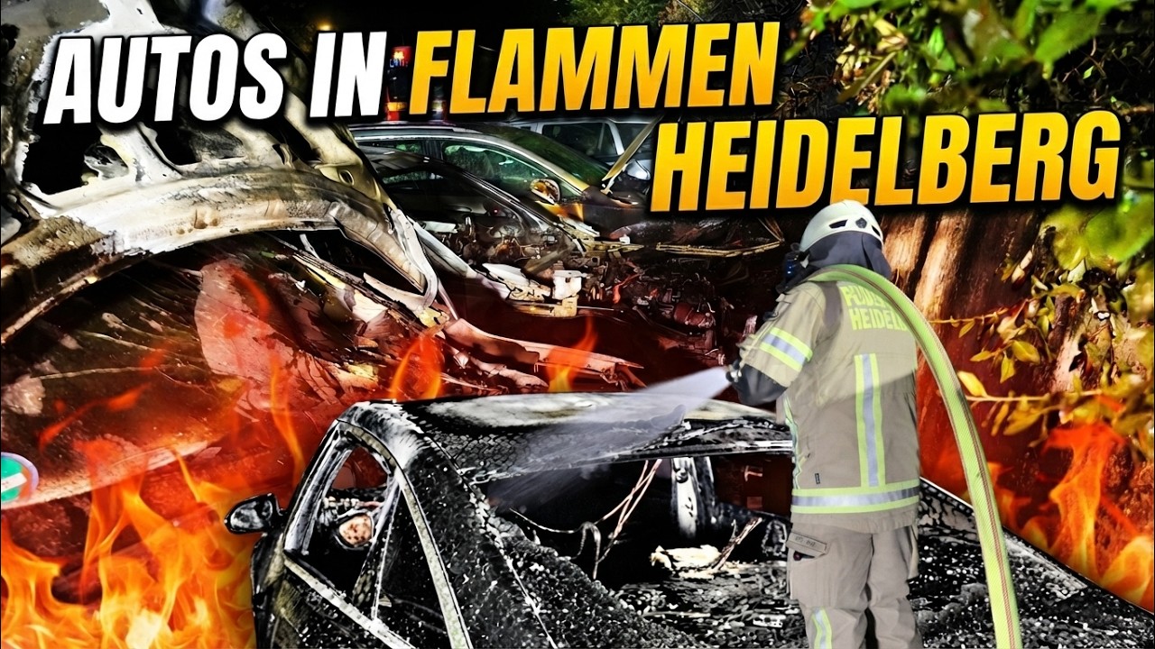 Pkw in Vollbrand in Heidelberg-Boxberg – 3 Fahrzeuge beschädigt | 50.000 Euro Schaden