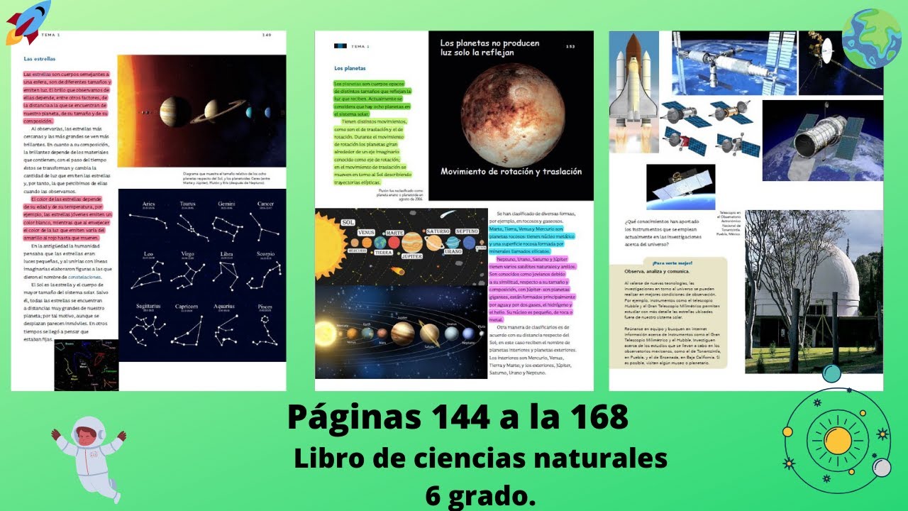 Páginas 144 a 168 libro de ciencias naturales 6 grado