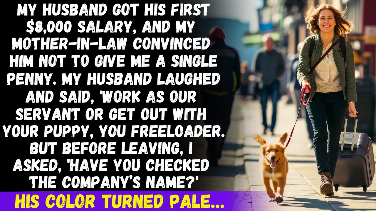 Husband got his first $8K salary & said be my servant or leave with your puppy. My reply shocked him
