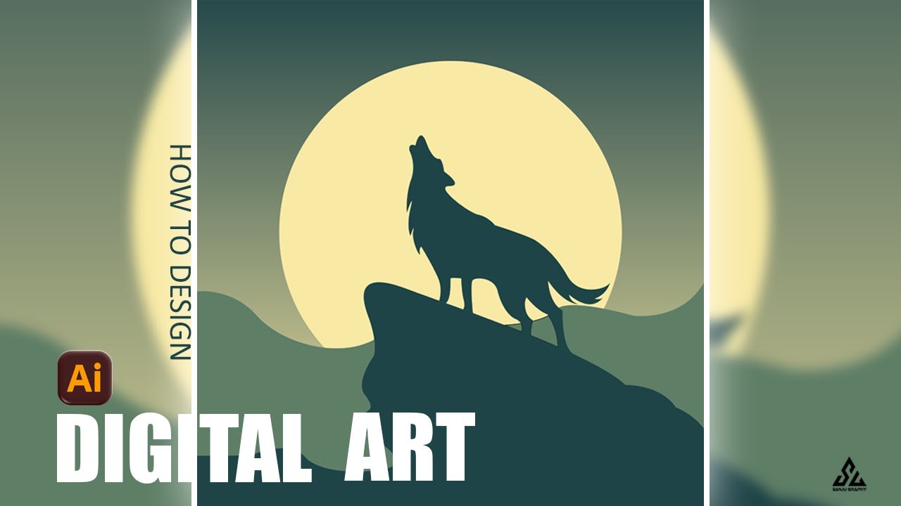 How To Design Wolf Digital Art in Illustrator - Vector Landscape Tutorial