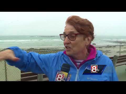 Waves from Jose pound Maine coast