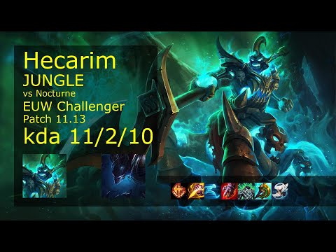 Hecarim Jungle vs Nocturne - EUW Challenger 11/2/10 Patch 11.13 Gameplay