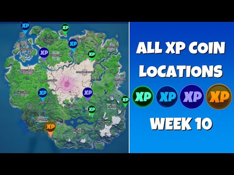 All week 10 xp coins locations - Green, Blue, Purple & Gold xp coins - Fortnite Season 5 Chapter 2
