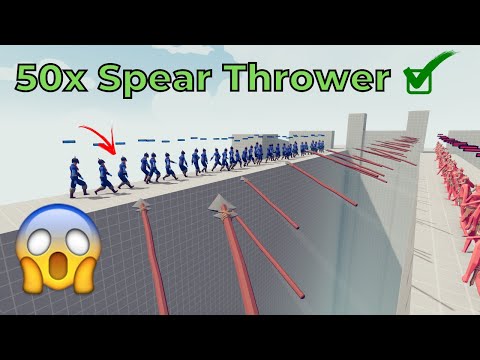Battle & Survival - 50x Spear Thrower Vs Every Faction - l TABS - Totally Accurate Battle Simulator