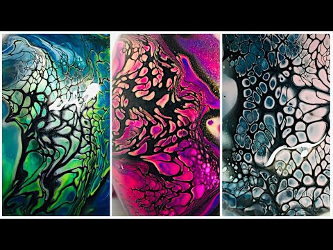 Acrylic Pour Fluid Art Video - Blooms on 3 Christmas Baubles/Ornaments using Shelee Art Technique