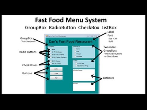 Visual Basic Fast Food Menu Program
