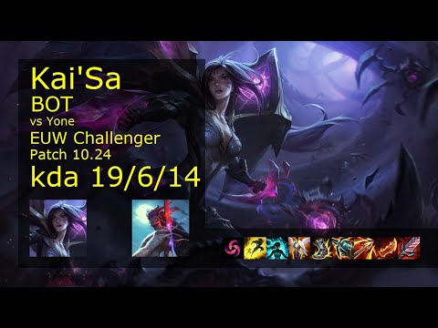 Kai'Sa ADC vs Yone - EUW Challenger 19/6/14 Patch 10.24 Gameplay