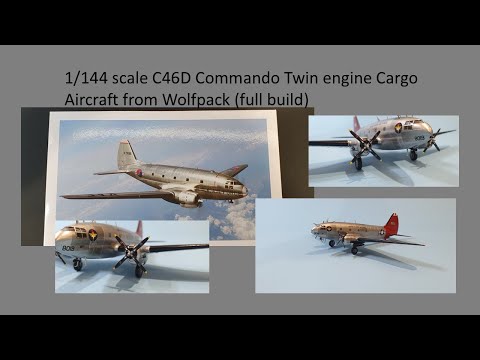 Wolfpack 1/144 scale model of the C46D Commando twin engine aircraft kit full build.