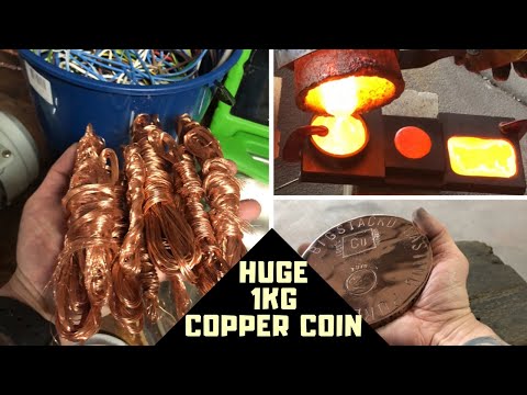 Huge 1KG Copper Coin Casting - Cable To Coin - Molten Copper ASMR