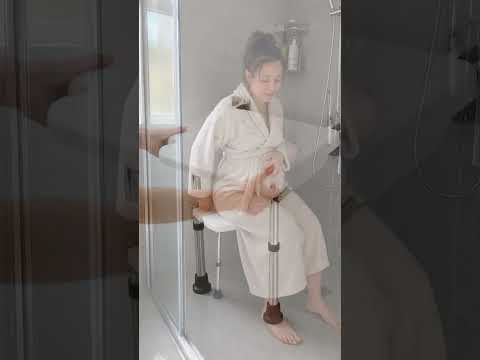 Wall Mounted Shower Chair with Height Adjustable Legs & Shower Head Slot | Flip Up Shower Seat