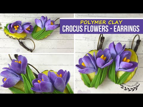 ~JustHandmade~ Polymer clay CROCUS flowers - earrings - tutorial / DIY