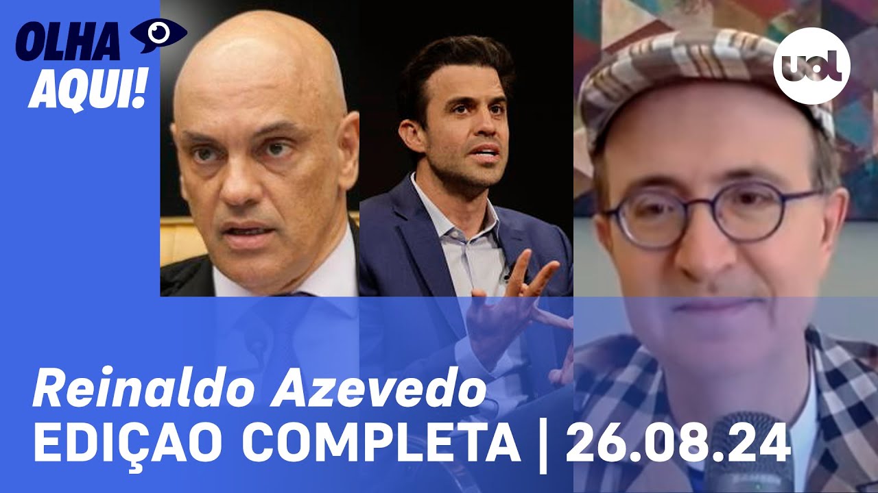Reinaldo Azevedo ao vivo: Pablo Marçal recorre de suspensão de redes; caso Moraes e + | Olha Aqui