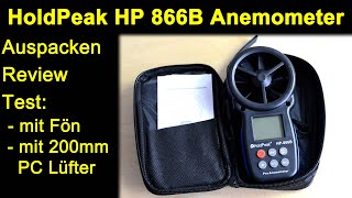 HoldPeak HP 866B Anemometer Windmessgerät - Auspacken Review Test mit Fön und PC-Lüfter Deutsch