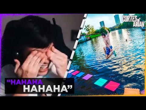 ARUAN REAGE A DESAFIO MEGA IMPOSSIVEL ATRAVESSAR O LAGO #2 (RENATO GARCIA) - Cortes do Aruan