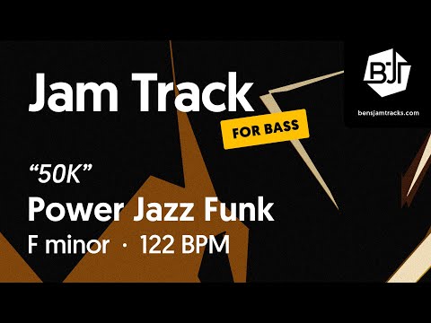 Power Jazz Funk Jam Track in F minor (for bass) "50K" - BJT #80