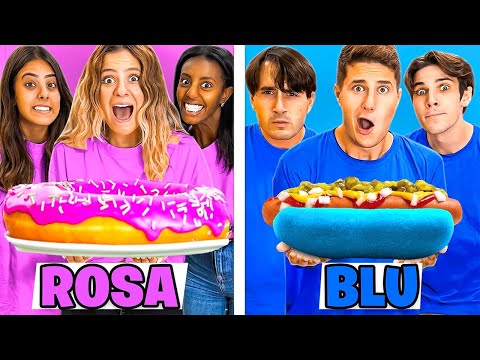 WE EAT ONLY PINK vs BLUE FOOD WITH ALL OUR FRIENDS FOR 24 HOURS!🍭