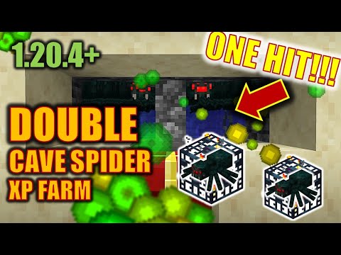 DOUBLE Spawner Cave Spider XP Farm Tutorial - Minecraft 1.21
